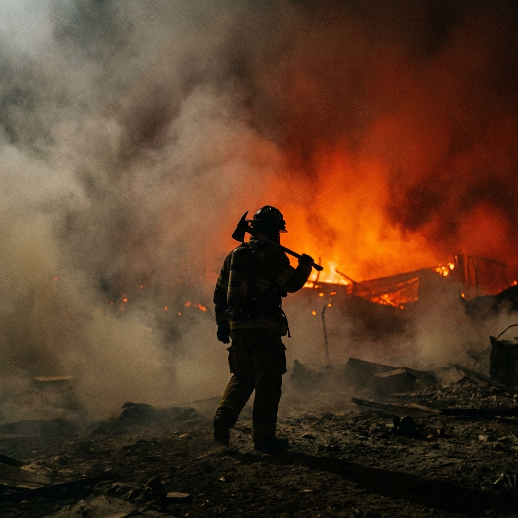 Firefighter in smoke